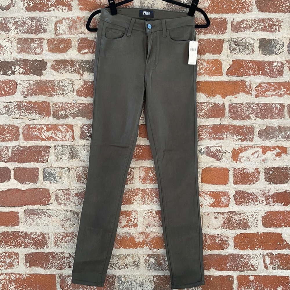 Brand New Paige Hoxton Ankle high rise leather coated jeans